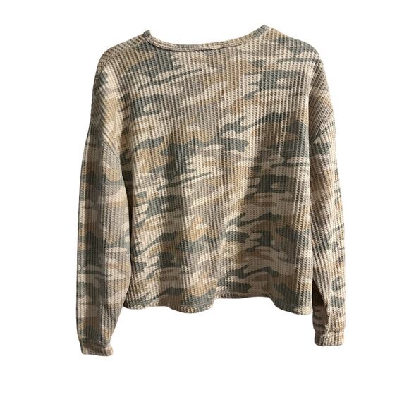 Natural Reflections Women’s Camo Waffle Knit Sweater Large - Picture 2 of 9